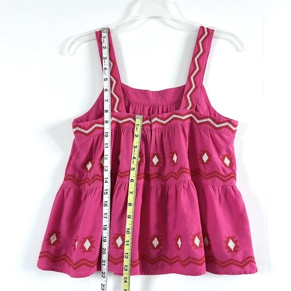LOFT Top Womens XS Hot Pink Tiered Sleeveless  Peplum Swing Tank Linen Blend Top - Picture 11 of 12